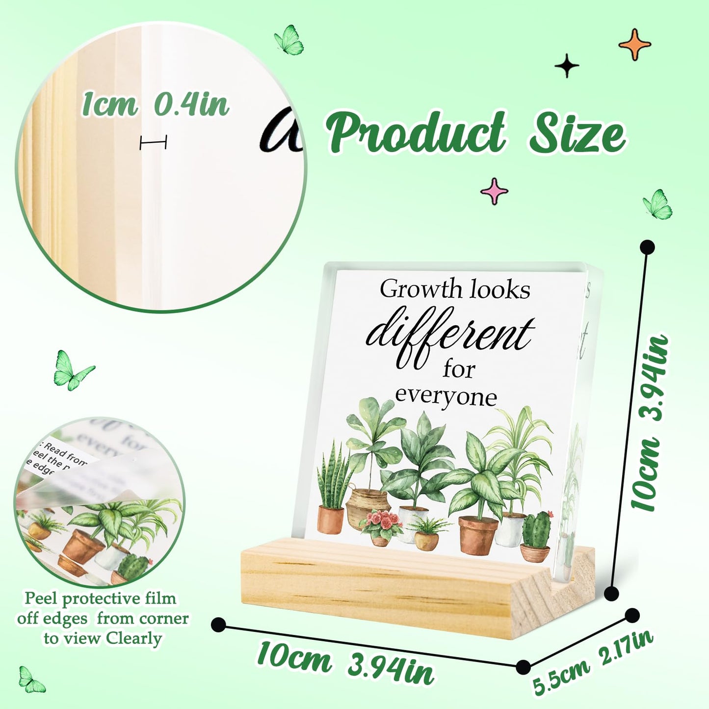 Motivational Acrylic Office Decor For Women Man Cute Plant Flower Desk Decor Sign Classroom Decorations Retirement Gift Green Desk Accessories For Farmhouse Home Bedroom