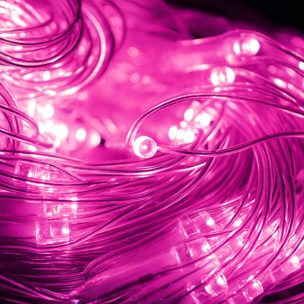 Pink Net Light Valentine’s Day Decor Mesh Lights, 240LED Timer Tree Warp Fairy Lights Outdoor Hanging String Light for Home, Bedroom, Garden, Walkway, Bushes, Christmas Decor-9.8ft x 6.6ft(Pink)