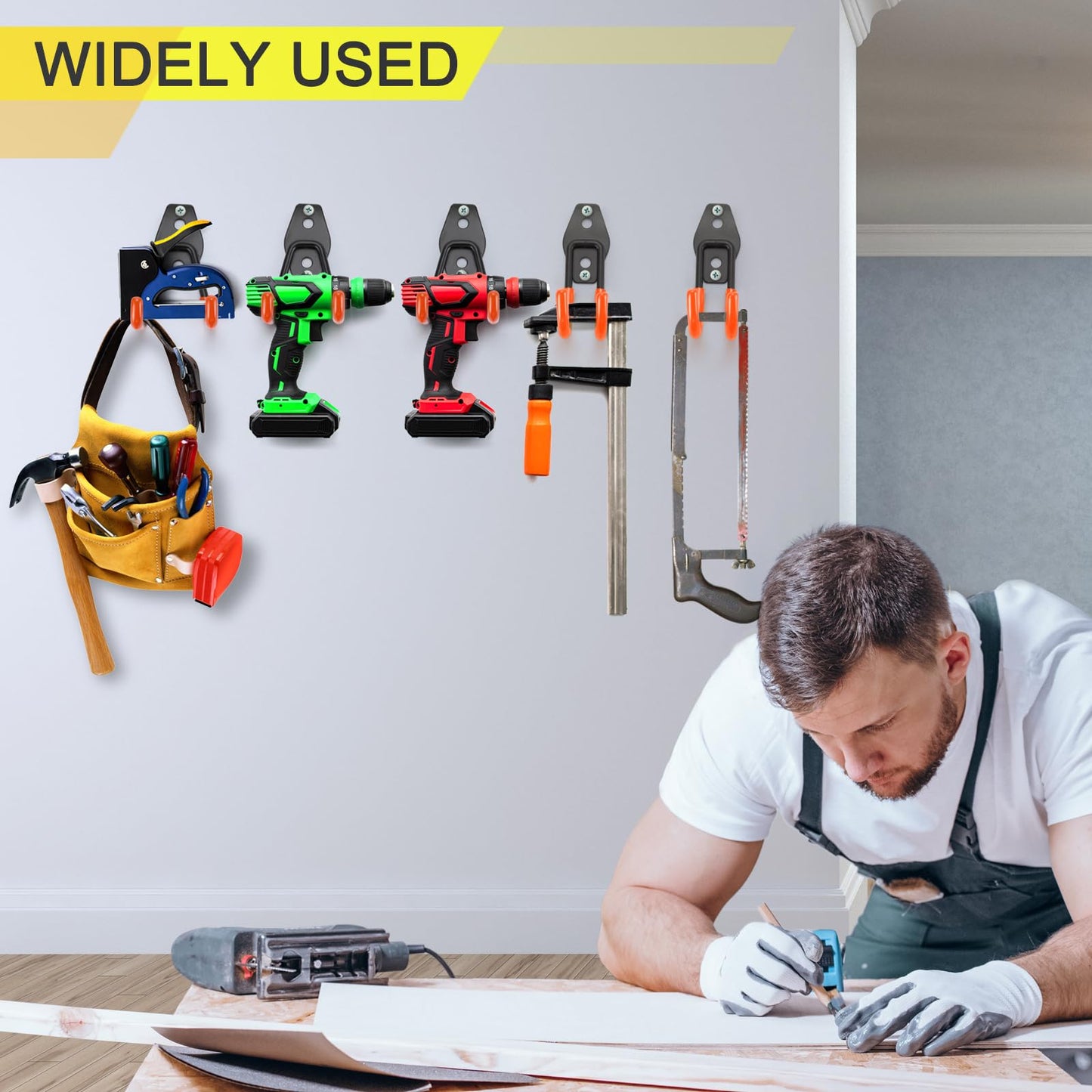 LUPYJI 2 Pack Garage Hooks Heavy Duty Storage Organizer Wall Mount Power and Garden Tool Hangers, for Hanging Ladders, Ropes, Hose, Bulk Items