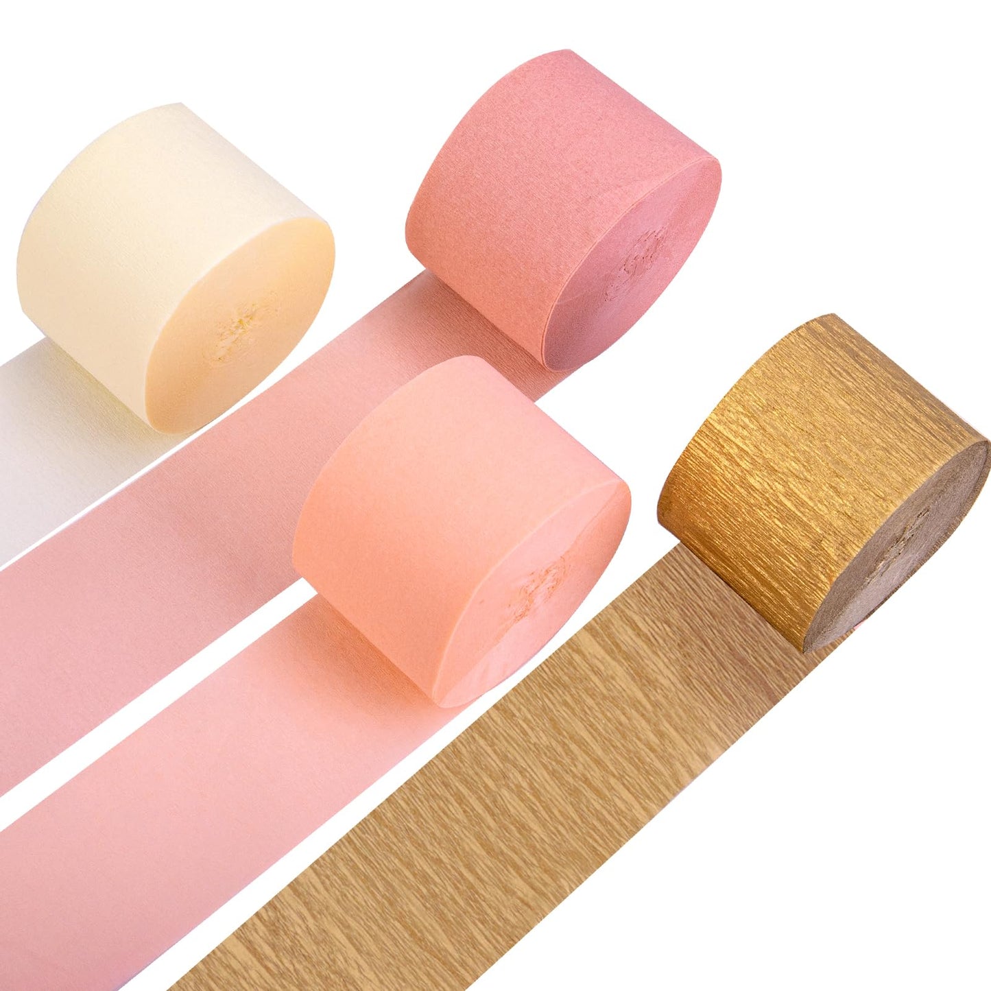 Riqiaqia Streamers Party Decorations,8 Rolls Pink Gold Crepe Paper Streamers for Wedding, Birthday, Bachelorette, Bridal Showerand Baby Shower Girl