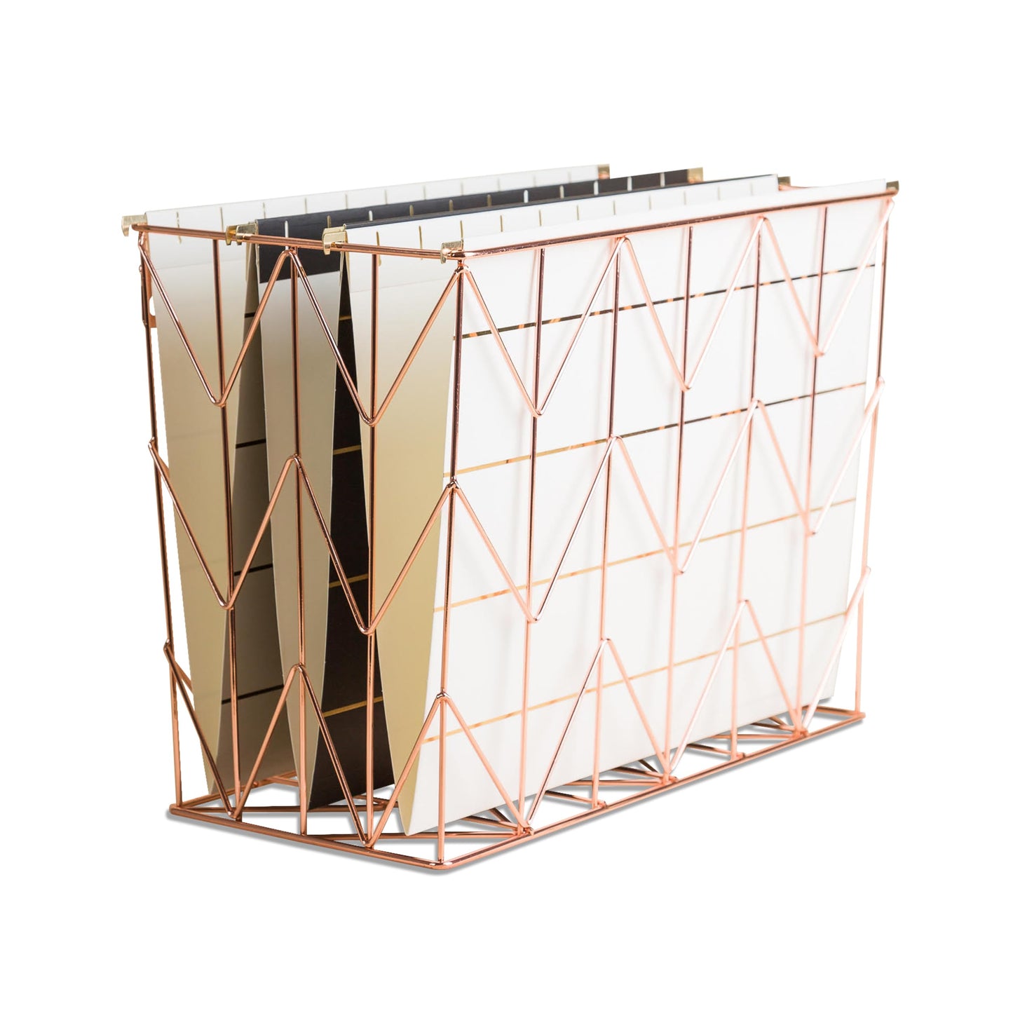 U Brands Hanging File Desk Organizer, Rose Gold Wire Metal - 854U02-06