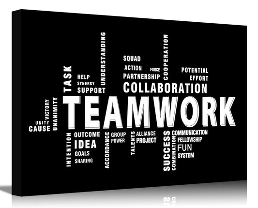 Inspirational Teamwork Canvas Wall Art Home Office Wall Decor Picture Minimalist Team Work Inspirational Quotes Poster Print for Living Room Bedroom Office Man Cave Decoration Ready To Han