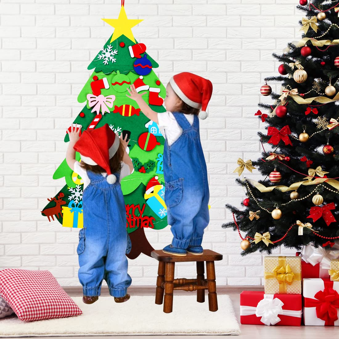 DIY Felt Christmas Tree-3.5 FT Wall Felt Christmas Tree Set for Xmas Gifts Home Door Wall Decoration