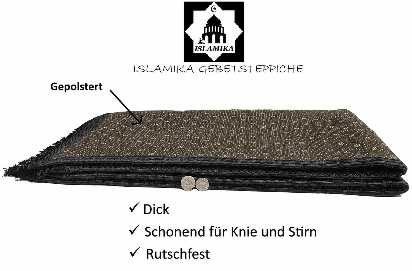 Durable Prayer Rug Muslim Mat Islamic - Luxurious Velvet Prayer Rug Sajadah for Kids Men Women for Eid Travel Ramadan, Soft and Luxury (Black)