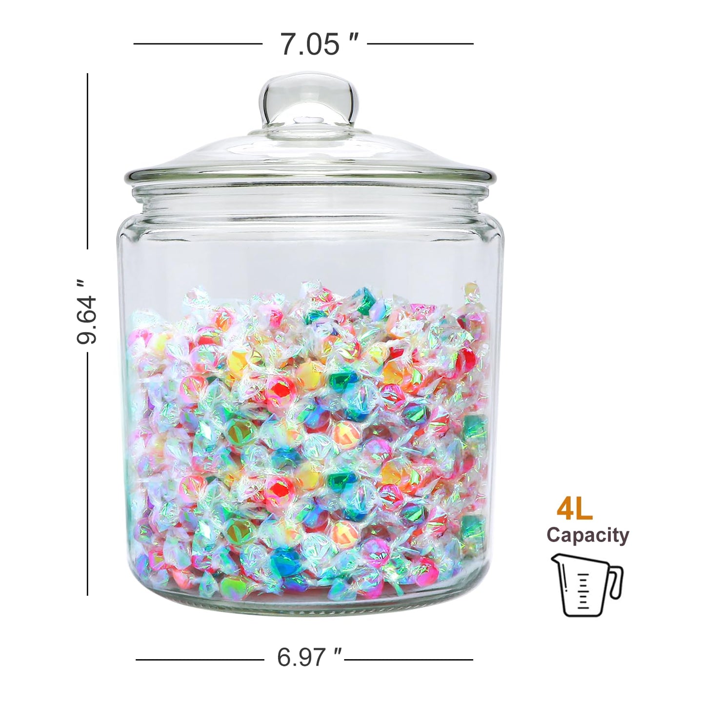 Maredash 1 Gallon Glass Canister, Cookie Jar & Candy Jar with Airtight Lid, Large Food Storage Container for Buffet, Coffee & Flour, Laundry Room Storage & Pantry