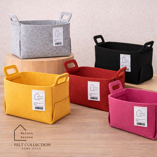 Felt Storage Bin - Foldable Fabric Storage Basket with Handles, Multi-Purpose Storage Organizer for Shelves, Closet, Toys, Clothes, Blankets, Bedroom, Living Room & Nursery, BLACK, Medium