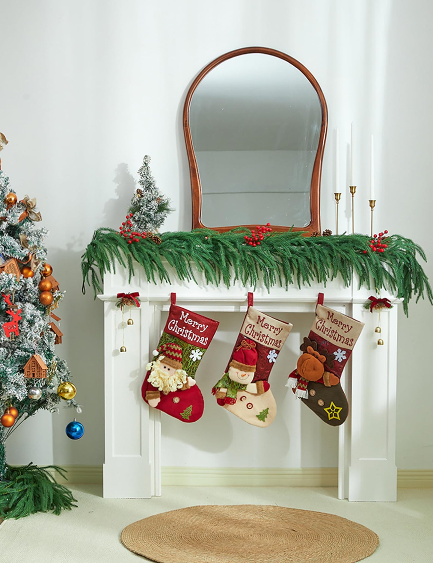 Heleze 6 Ft Norfolk Pine Garland Realistic - Christmas Mantel Garlands, Faux Norfolk Pine Natural Touch Garland for Table Fireplace Stairs Christmas Decorations