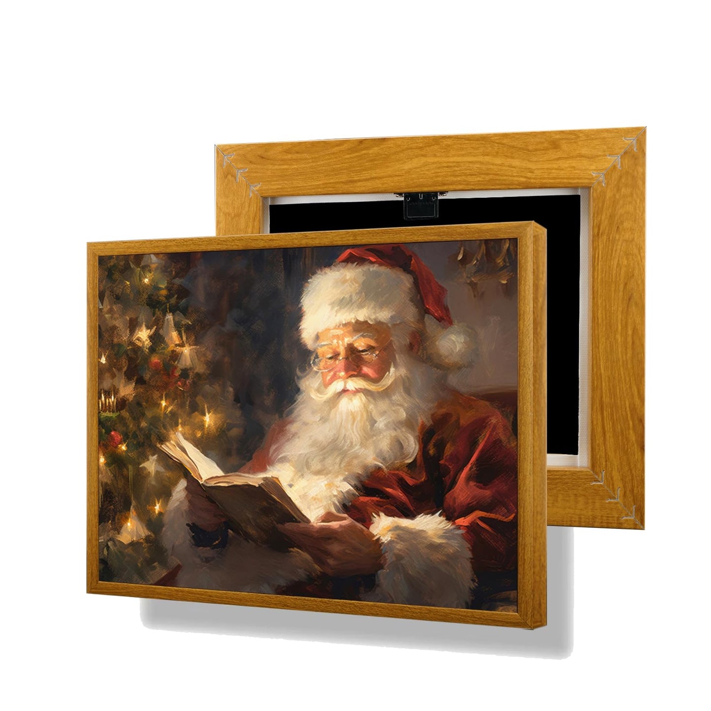 Artifexer Christmas Poster, Framed Canvas Wall Art, Christmas Art Prints, Santa Claus Christmas Pictures Wall Decor for Bedroom, Bathroom, Living Room, 8x10in Frame