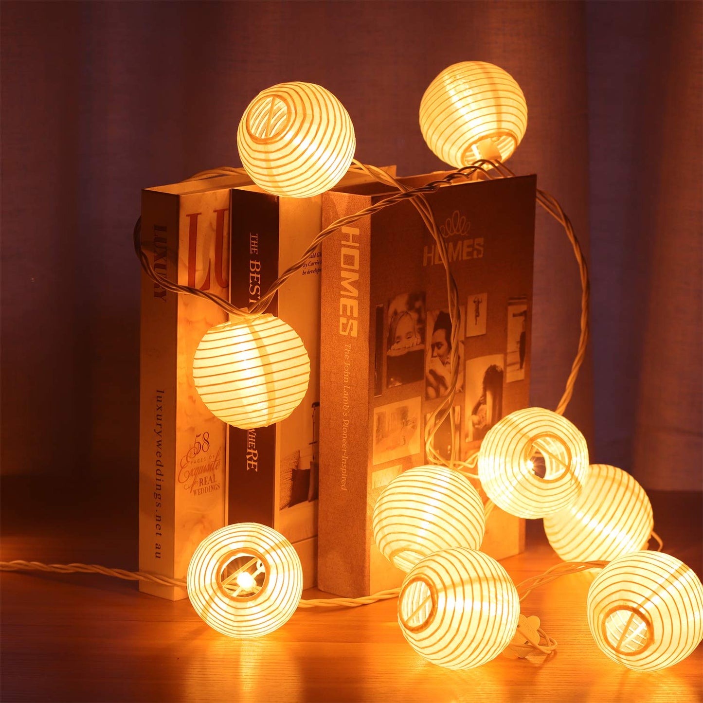 TIGOMOOV 10 White Nylon Lantern String Lights, 120V Plug in, 9.83FT White Wire, Waterproof Indoor Outdoor Hanging Fairy Lights for Patio, Garden, Bedroom, Wedding, Party and Christmas Holiday Decor