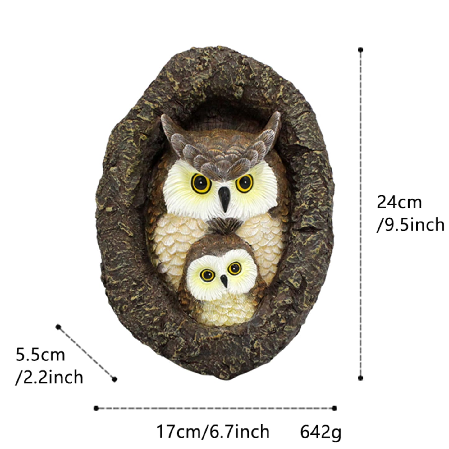 Colomix Owlet and Mom Owl Tree Hugger, Tree Faces Garden Sculpture, Owls Garden Statues, Tree Peeker Yard Art Ornament, Durable & Waterproof, Decorations Gardening Presents for Housewarming Birthday