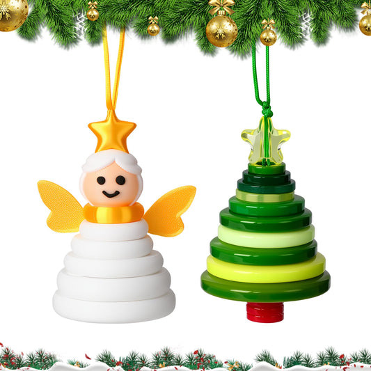 Button Christmas Tree Ornament Kits, DIY Christmas Button Ornament Making Set,Fun Christmas Buttons Crafts Making Set,Tree Hanging Decorations(2PCS-B)