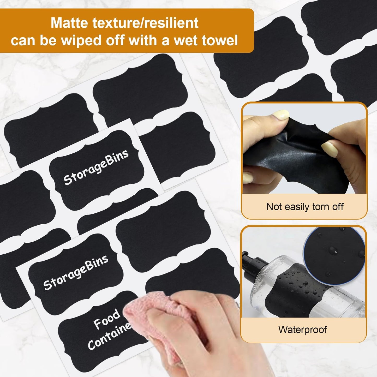 NCANBUS 180PCS Chalkboard Labels-3.4" x 2.1" Large Size Reusable Blackboard Stickers with 1 Liquid Chalk Markers for Mason Jars, Storage Bins,Craft Rooms,Food Containers and Pantry Storage