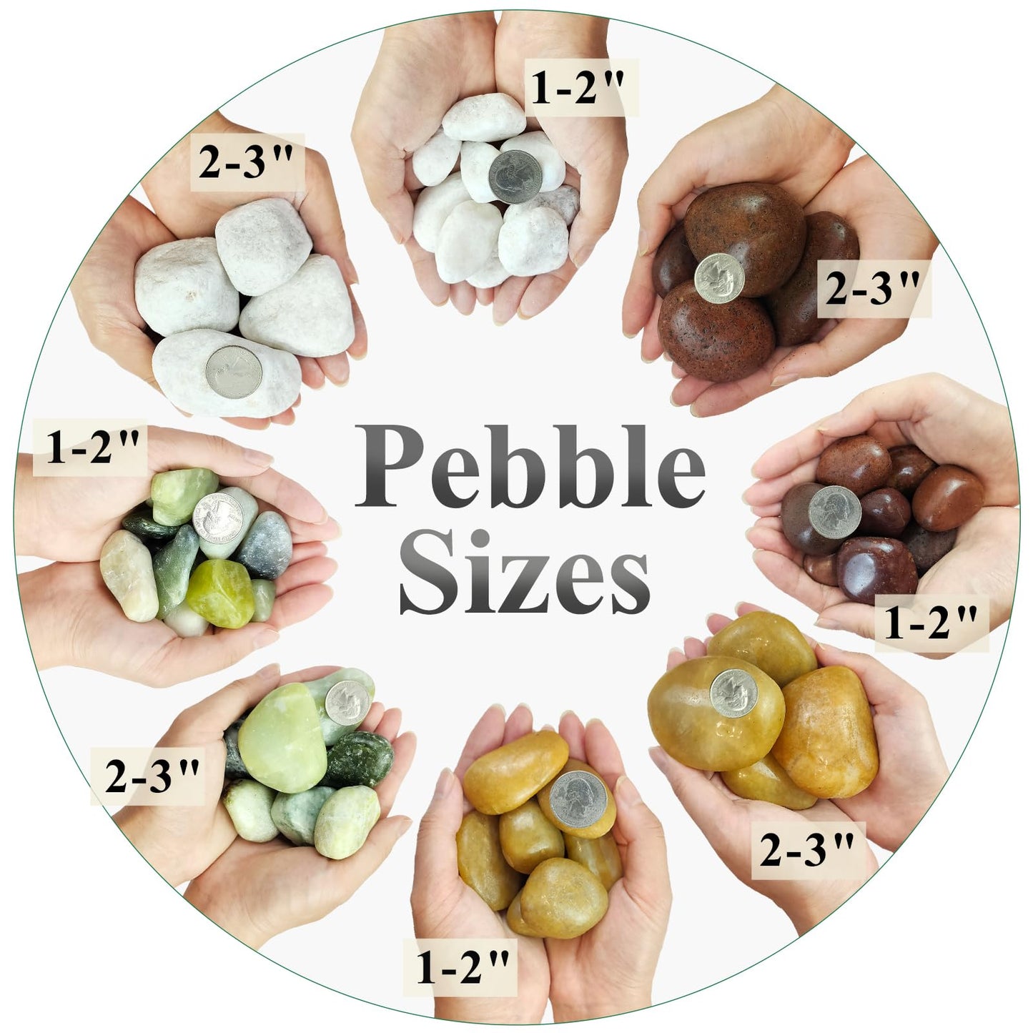 FANTIAN 5 lbs Green River Rocks for Plants, 1-2 Inch Polished Jade Pebbles for Indoor Plants, Decorative Rocks for Succulent, Landscaping, Vases, Yard and Garden