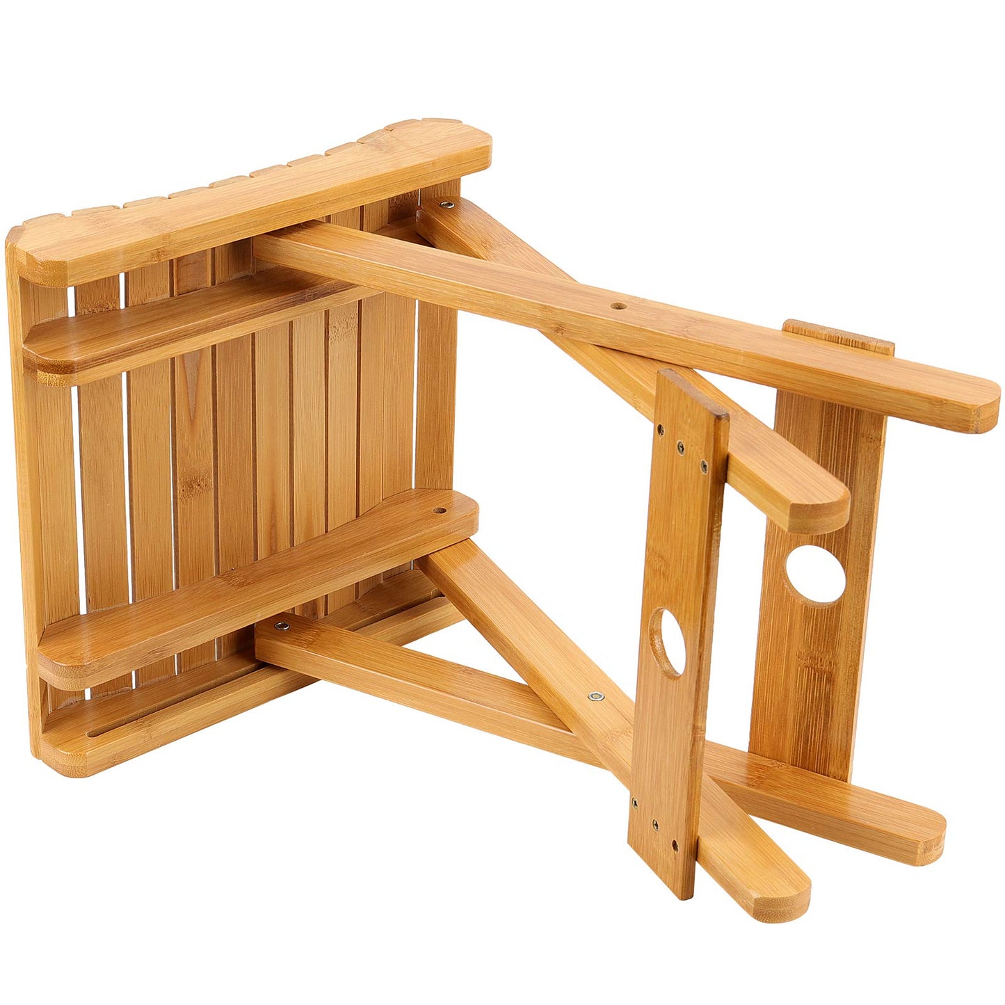 HOZEON 2 Pack 11 x 11 x 12.6 Inches Natural Bamboo Folding Stool for Shaving, Shower, Foot Rest, Picnic, Fishing