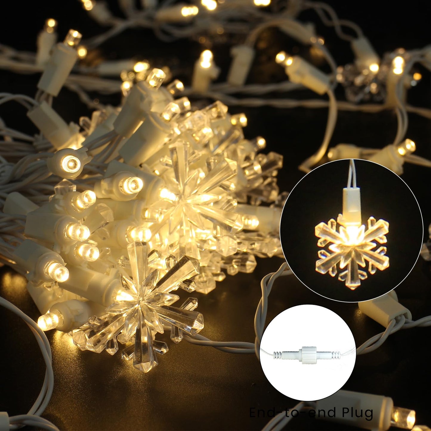 LitTerra Icicle Lights for Outside 180 LED 26.4ft 30 Drops Icicle Christmas Lights Outdoor Snowflake with 8 Mode Function Curtain String Lights Indoor for Patio Garden Bedroom (no Remote, 1)