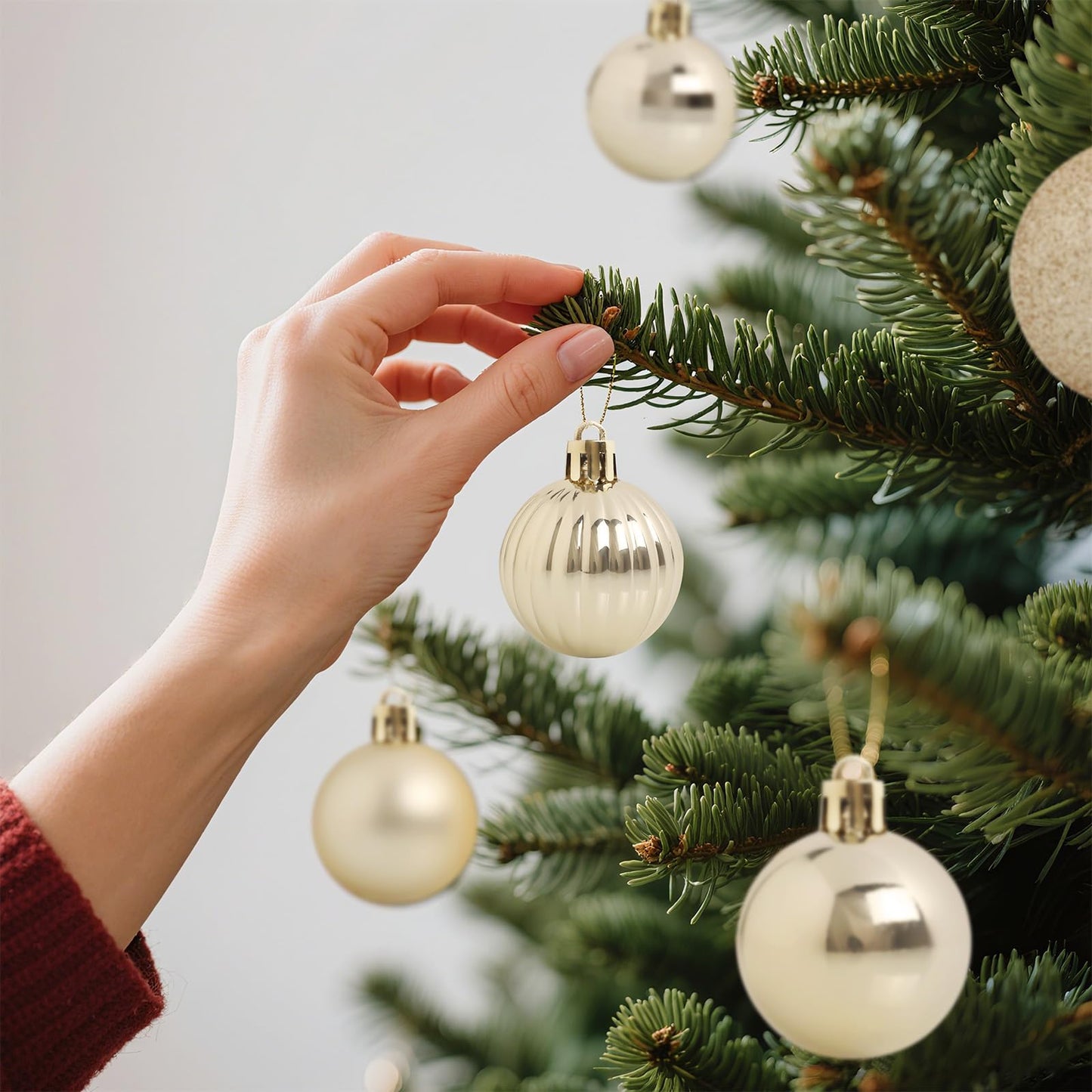 TranquilBliss 36 Pcs-2.36" Christmas Ball Ornaments, Shatterproof Hanging Balls, Tree Decorations for Xmas Tree, Wreath Decor, Holiday Part, Champagne