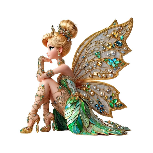 Fairy Sitting Jeweled Wings Acrylic Desktop Decoration, Suitable for Home Décor in Living Room or Office. Idea Gift Choice: Halloween, Christmas, Birthday, Anniversary, Valentine's Day, Celebrations