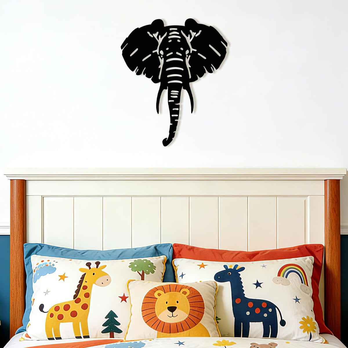 Maoerzai Elephant Metal Wall Art, Geometric Elephants Metal Sign, Durable Animal Head Wall Decor for Home & Kitchen, Black, 10 x 12 Inch