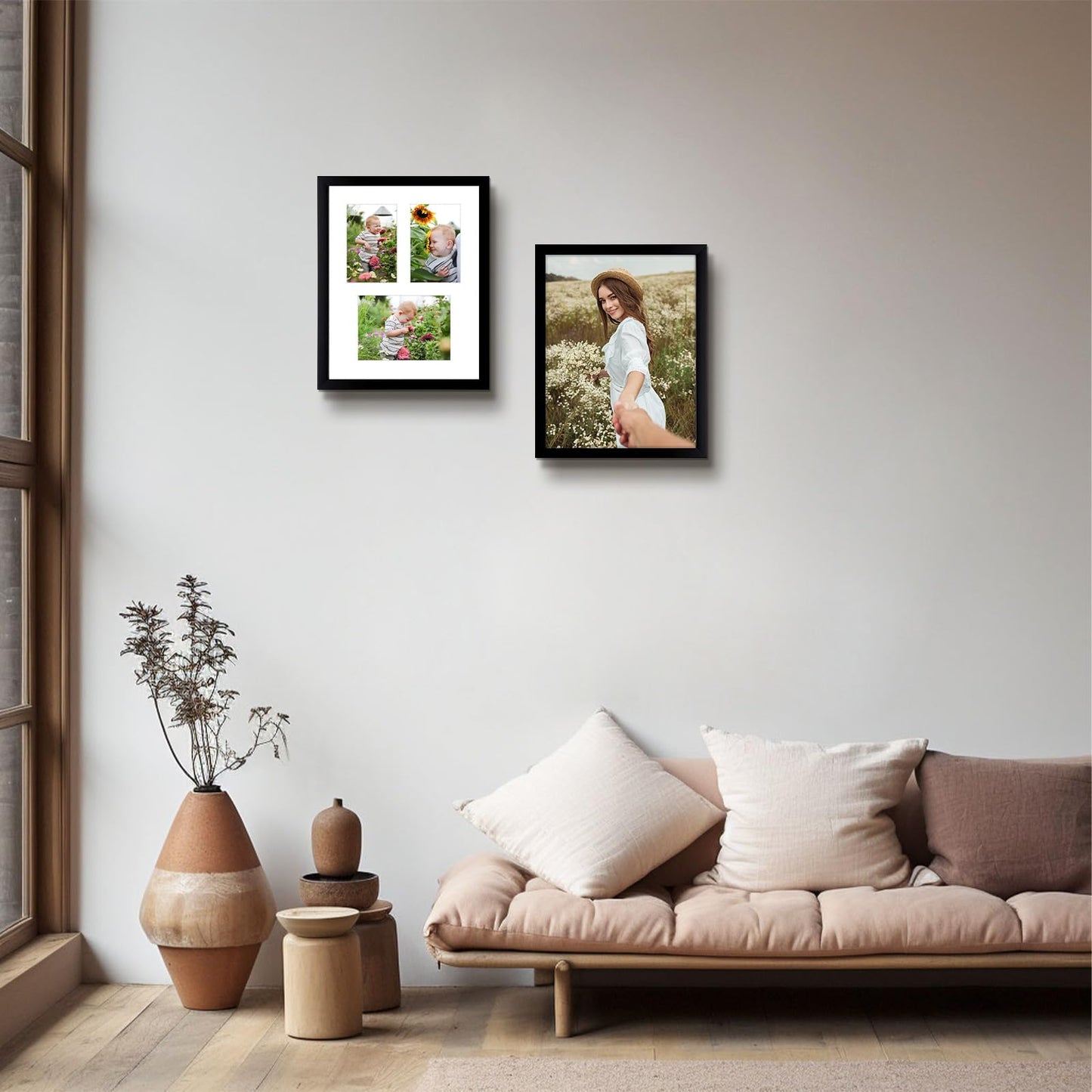 Golden State Art, 11x14 Black Wood Picture Frame - White Mat for 5x7 and 4x6 Photos - Real Glass, Sawtooth Hanger, Swivel Tabs - Wall Mounting - Great for Posters, Weddings, and Engagements