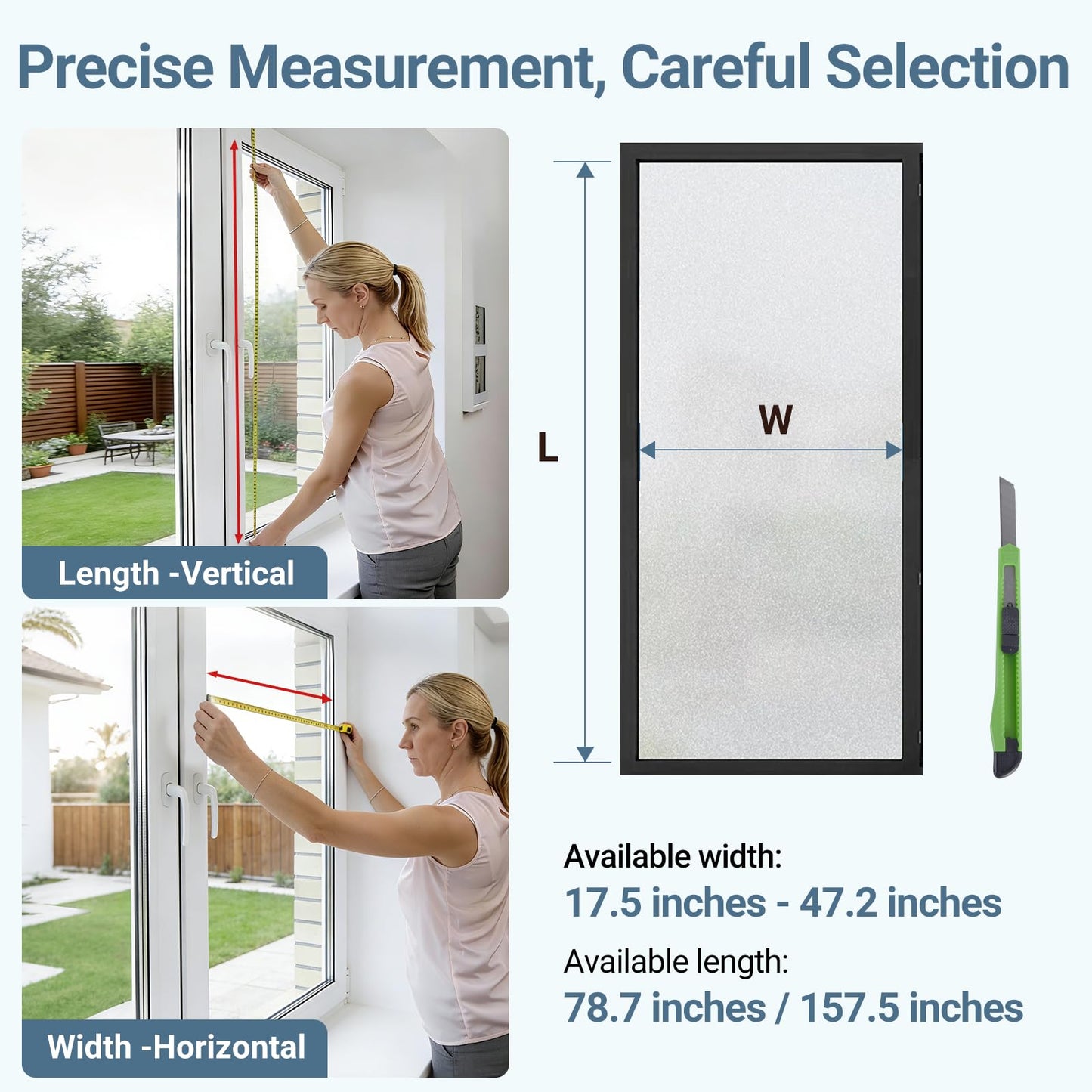 Lovepea Pure Frosted Glass Window Privacy Film 24 Hour Two Way Privacy, Removable, Static Cling, Ideal for Privacy scenarios Such as Home Office Doors and Windows (17.5 x 78.7 Inch)