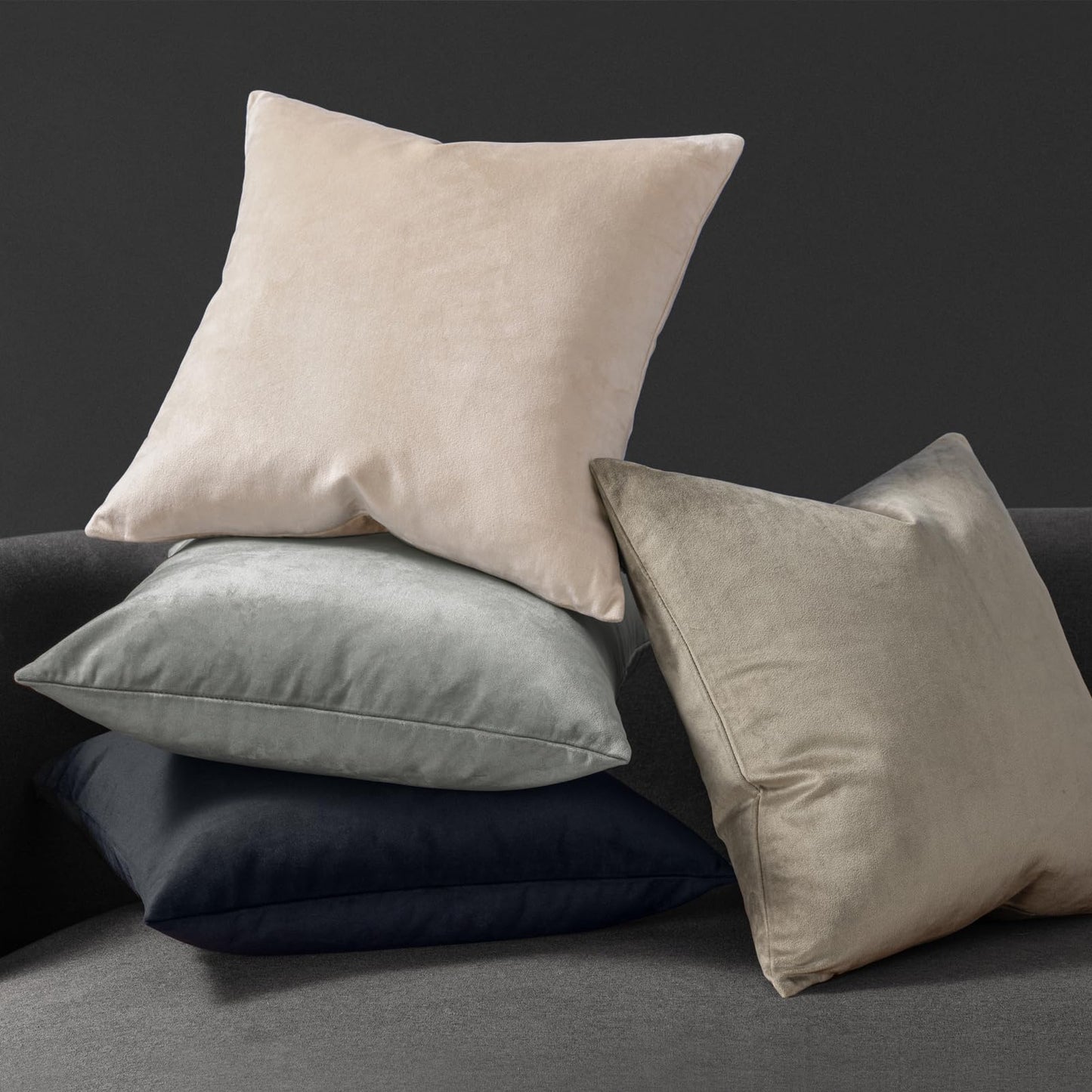 Phantoscope Pack of 2 Velvet Decorative Throw Decorative Pillow Cover Soft Solid Square Cushion Case for Couch Taupe 20 x 20 inches 50 x 50 cm