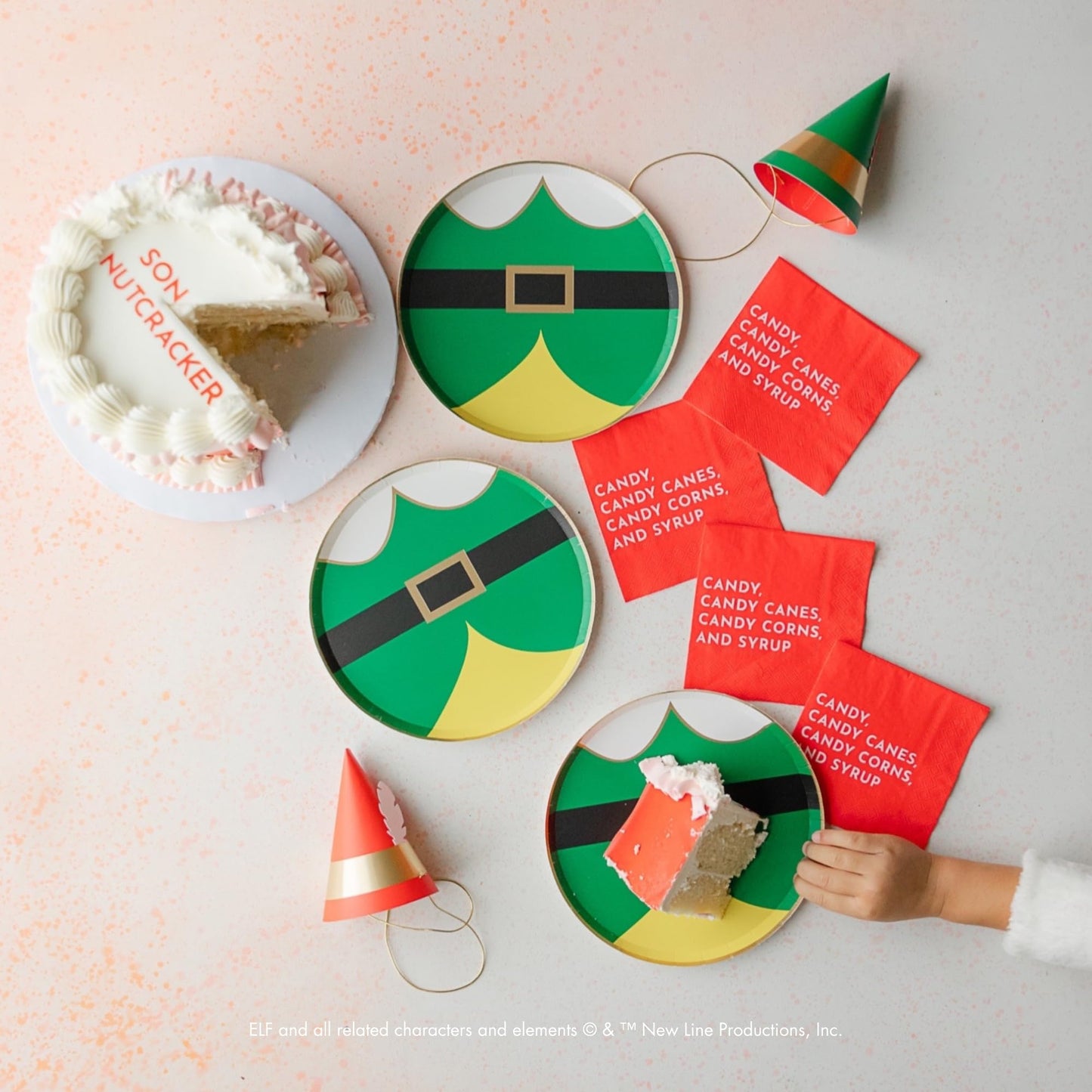 Elf Merchandise Small Plates by Bonjour Fete | Elf Christmas Décor, Birthday Decorations, Buddy the Elf, Disposable Plates| 8.25" D (8 Pack)