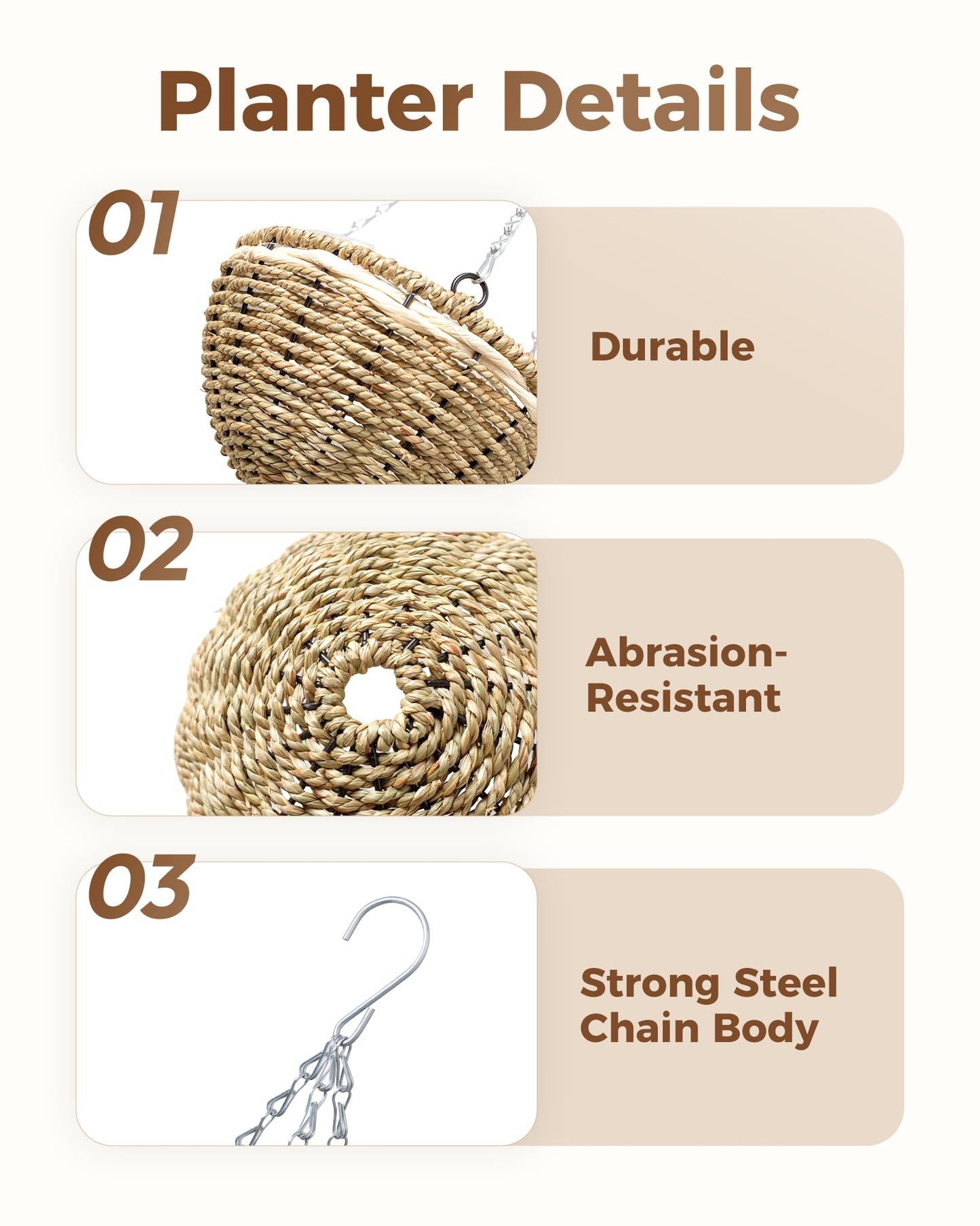 Leaf&lull Macrame Plant Hanger Hanging Basket with Metal Frame Plant Hanger Hanging Planters for Indoor Plants for Patio Garden Boho Home Decor Vertical Planters 2 Pack