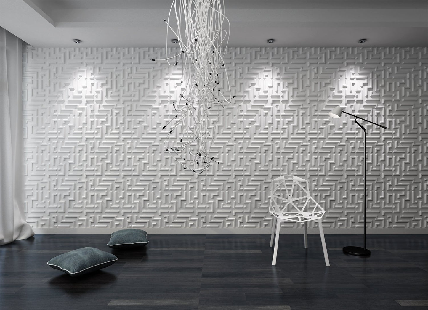 Art3d 19.7" x 19.7" (Pack of 12) Wall Panel Maze, White