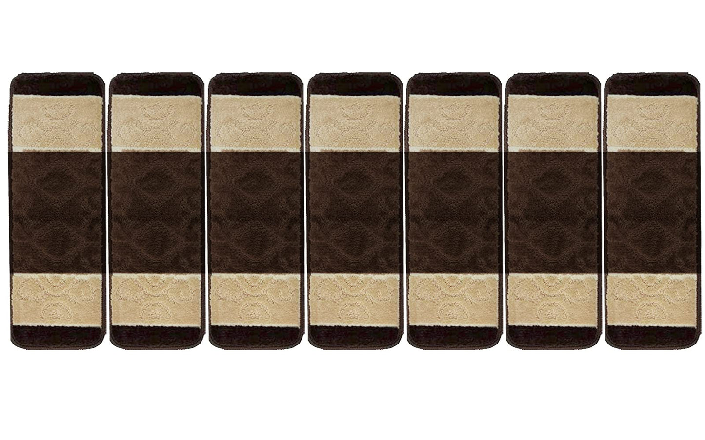 Gloria High Pile Non-Skid Rubber Back Gripper Carpet Stair Treads Non Slip Washable Stair Mats (Set of 7), 8.5" x 26"