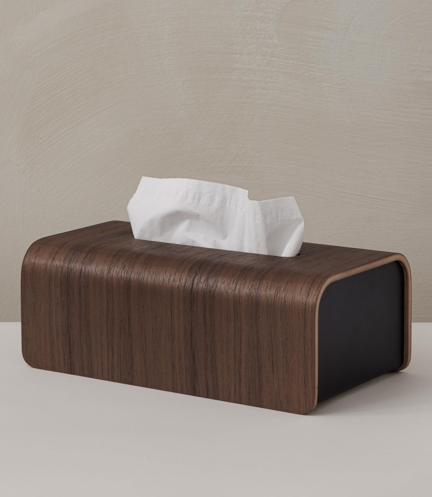 Kazai.® Tissue Box Cover 'Toke' | Real Wood Veneer, FSC® Certified | Decorative Rectangle Tissue Holder for Bathroom or Living Room | Scandinavian Design | Walnut, Black