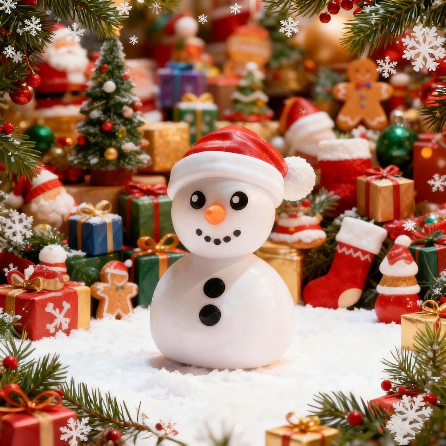 Christmas Snowman Figurines Cute Finger Statue Sculpture Decorations Indoor Cartoon Snowman Ornaments Christmas Desktop Decor Winter Tabletop Statue for Xmas Party Home Decoration