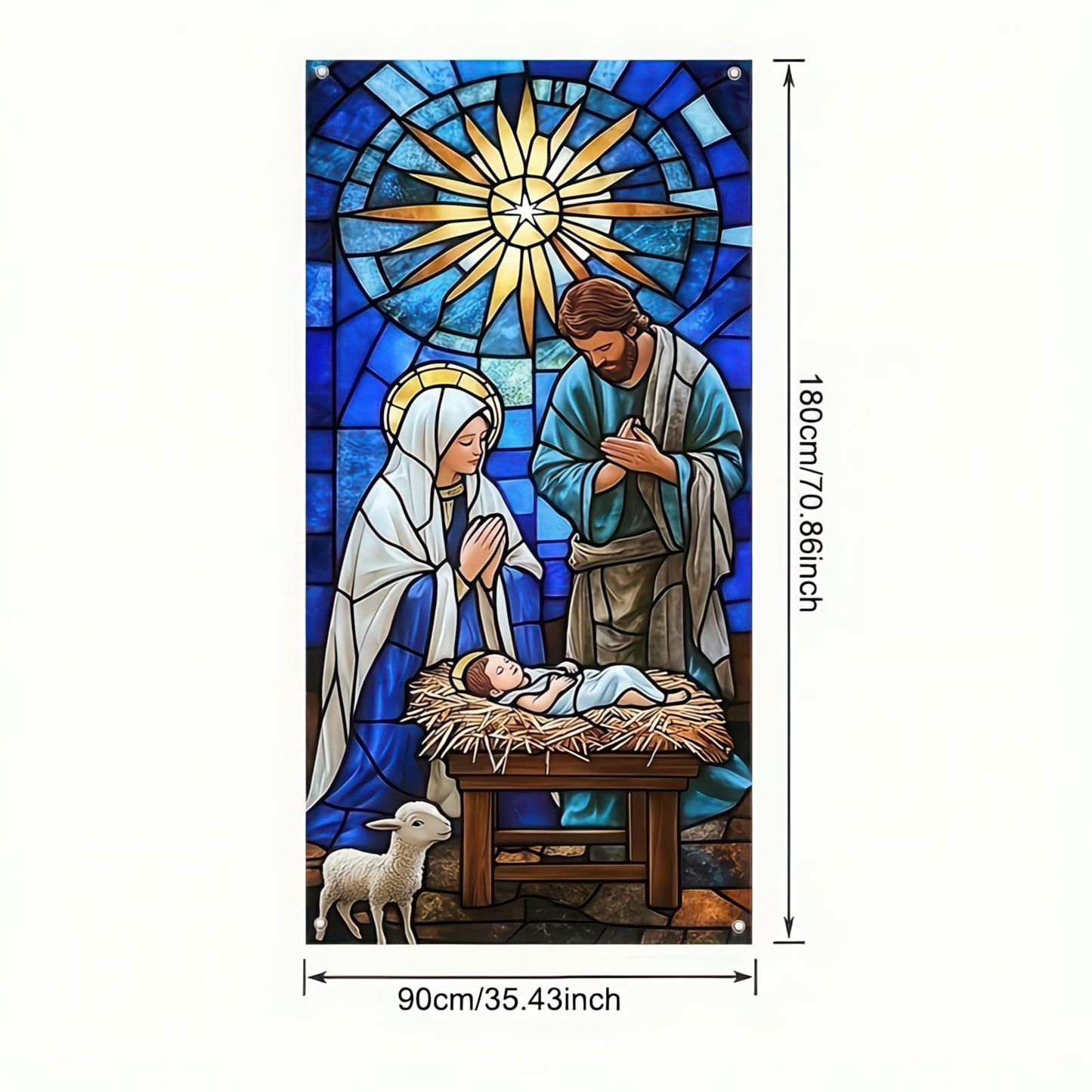 BlissYard Christmas Door Cover 71x35 Inch Nativity Scene Door Banner, Religious Christmas Decoration with Holy Family Design, Front Door Indoor Outdoor Holiday Party Photo Backdrop Hanging Cover