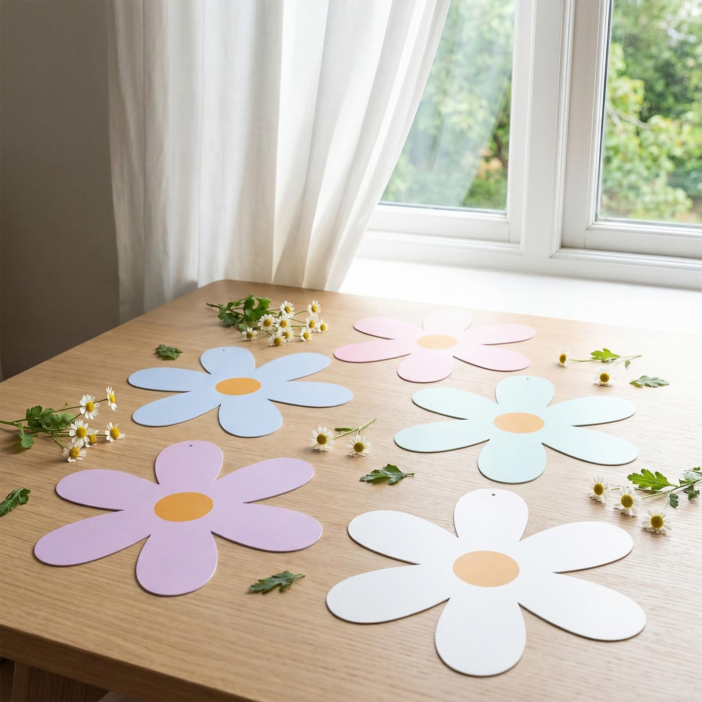 Chinco 30 Pcs Daisy Hanging Decorations for Ceiling Hippie Hanging Garland for Birthday Wedding Party Baby Shower Bridal Shower Home Flowers Party Supplies (Pastel Daisy)