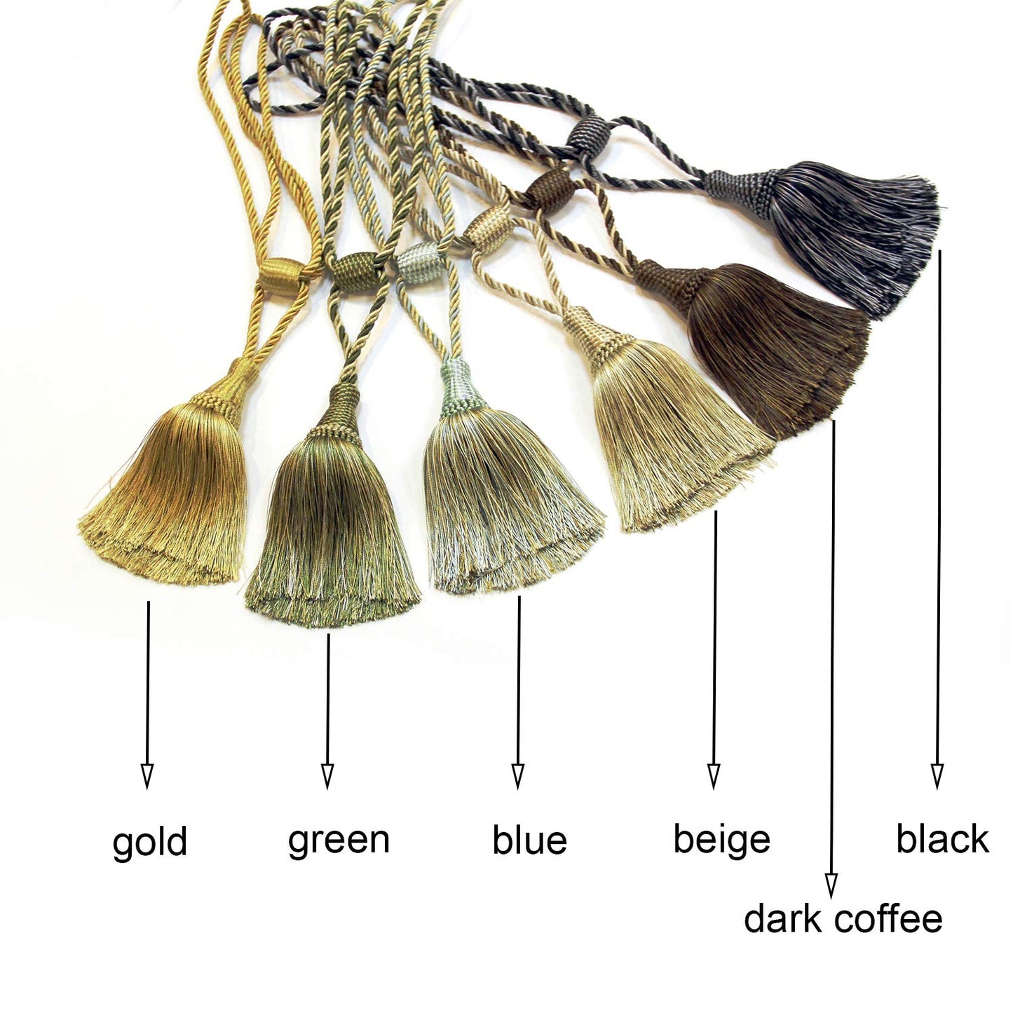 Fenghuangwu Curtain Tiebacks Handmade Elegant Curtain Tie Backs Holdbacks with Tassel for Home Office Decor 2 Pack - Dark Coffee