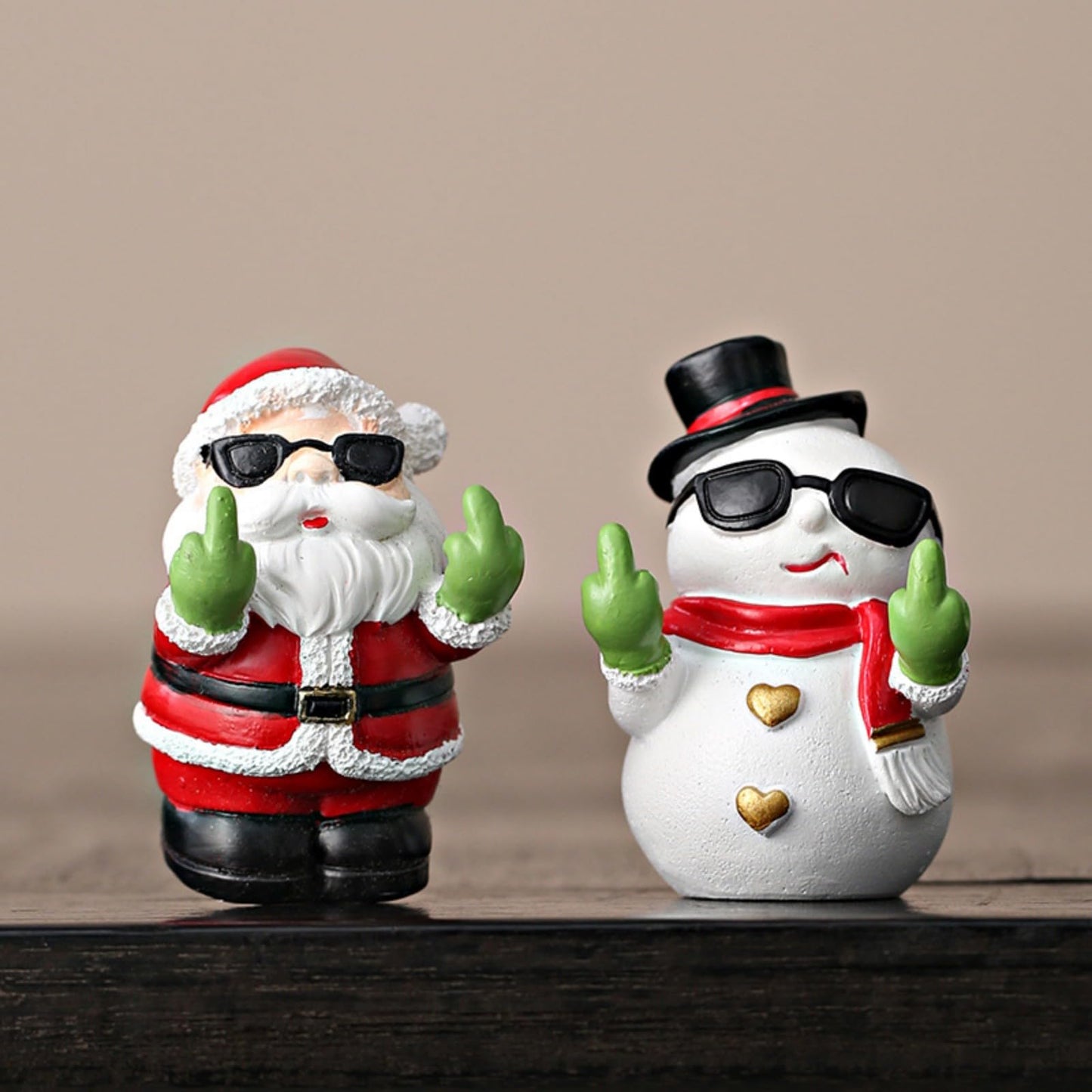 Daisylily Funny Santa Snowman Statue Figurine Christmas Decor, Naughty Xmas New Year's Gifts for Desk Shelf Ornaments - Snowman