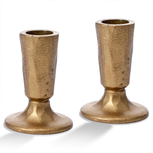 Handcrafted Antique Brass Taper Candle Holders, Set of 2 - Forged Iron Candlesticks for Weddings, Dining Table Centerpiece & Timeless Home Decor
