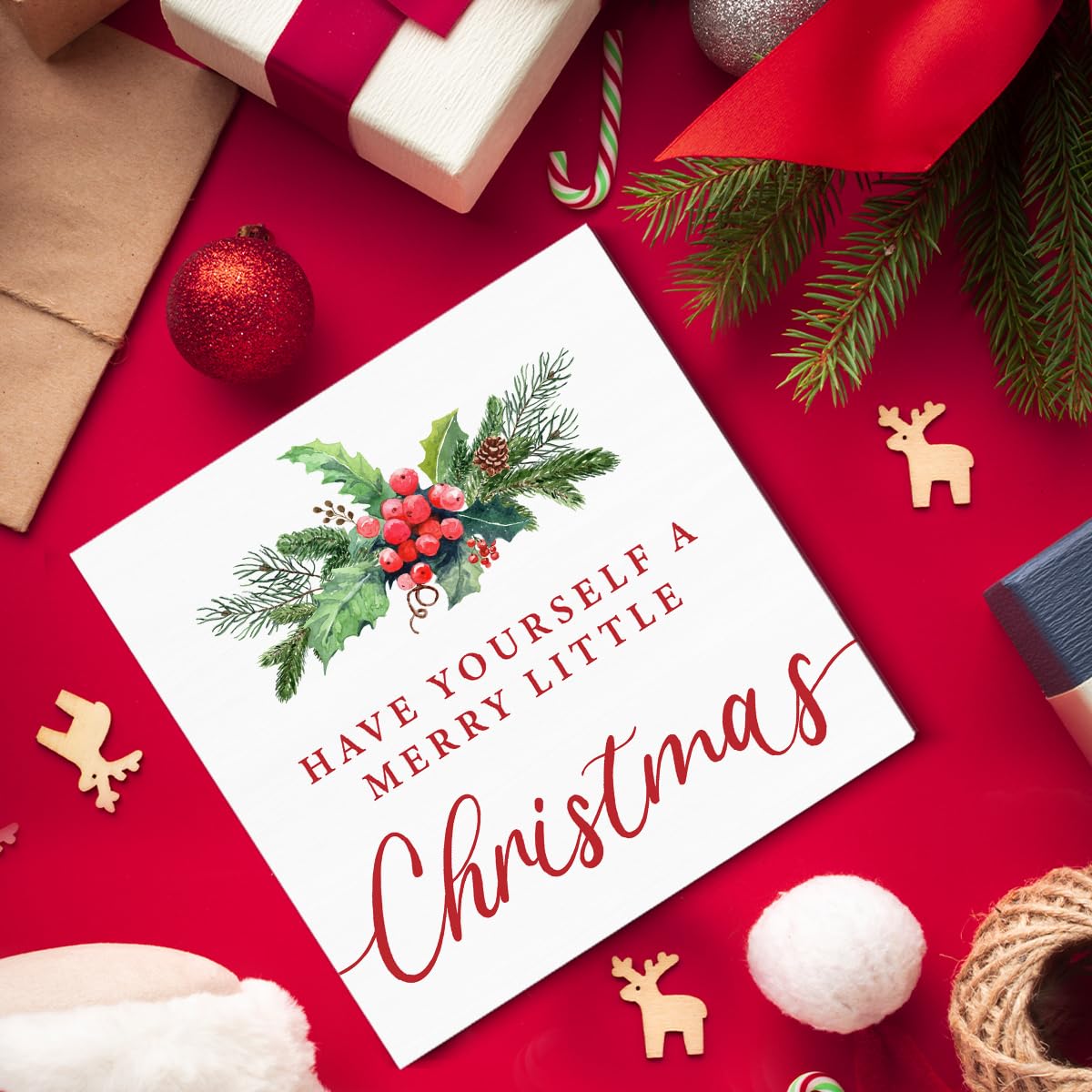 Christmas Decor Gifts Have Yourself a Merry Little Christmas Wood Block Sign for Home Office Table Shelf Decor Gifts