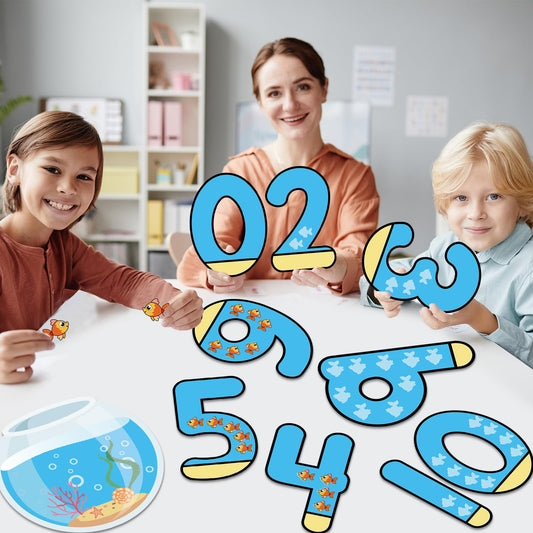Lonfliness 32Pcs Jumbo Numbers Bulletin Board Set for Classroom Ocean Educational Learning Math Posters for Kids Numbers 1-10 Poster for Elementary School Math Classroom Wall Decor