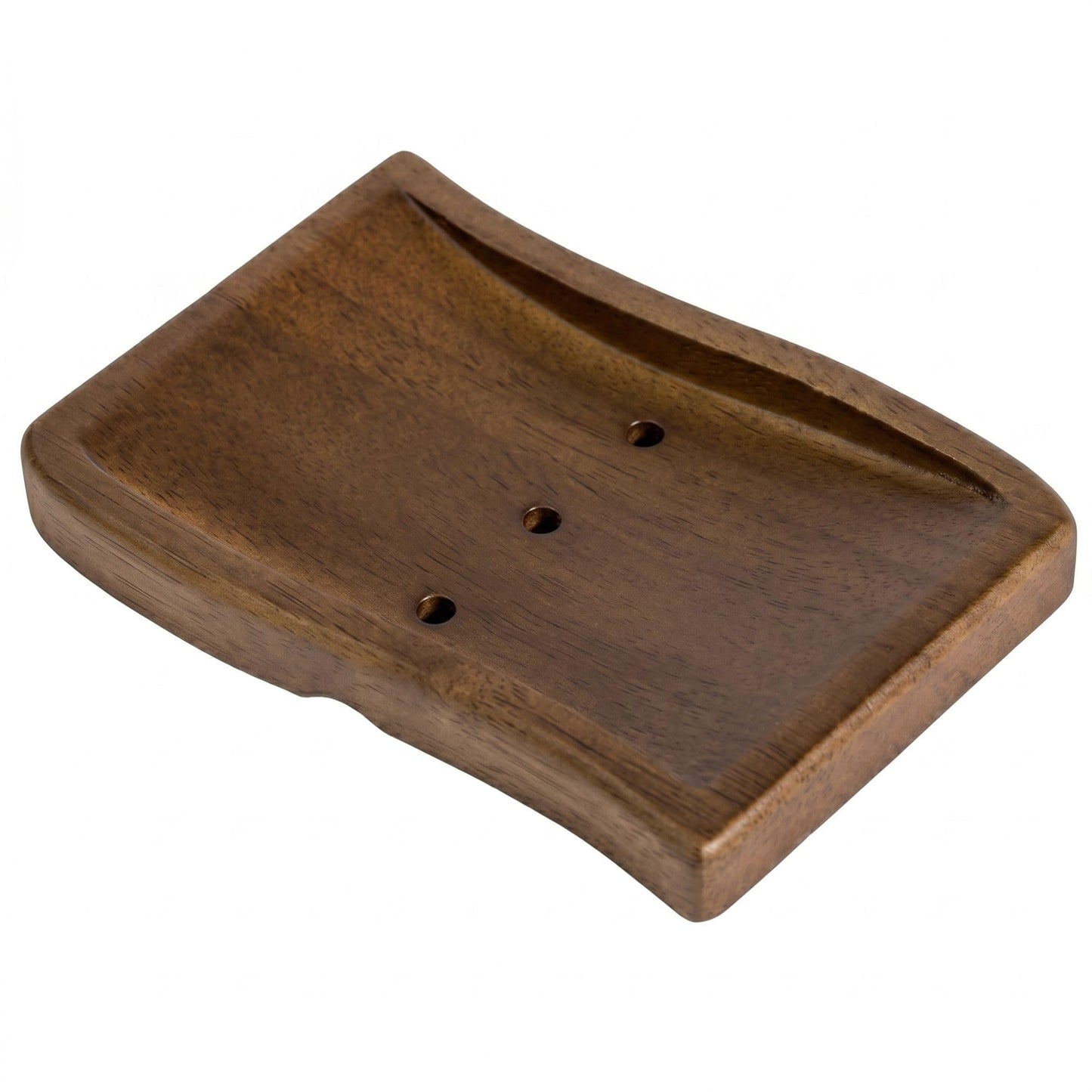 AxonVolu Wood Self-Draining Bar Soap Holder, Natural Rubberwood Soap Dish with 3 Drainage Holes, Non-Slip Soap Saver Tray for Bathroom & Kitchen, Rustic Wooden Sponge/Soap Case（Brown, 1-Pack）