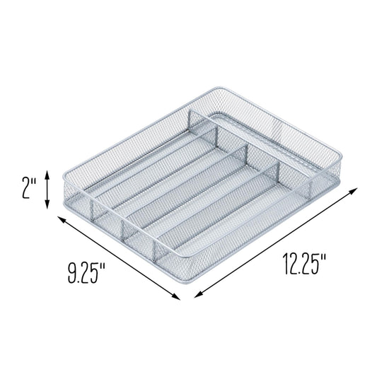 Honey-Can-Do KCH-02154 Steel Mesh 5-Compartment Cutlery Utensil Organizer, Silver