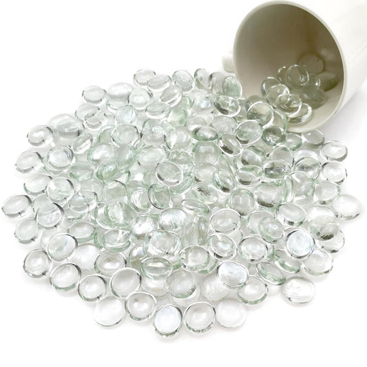 Ismosm Flat Glass Marbles 2LB, High-Luster Glass Vase Filler Beads, Translucent Glass Pebbles for Vases, Crafts, Fire Pit Glass, Aquarium Decorations, Centerpieces, Landscaping