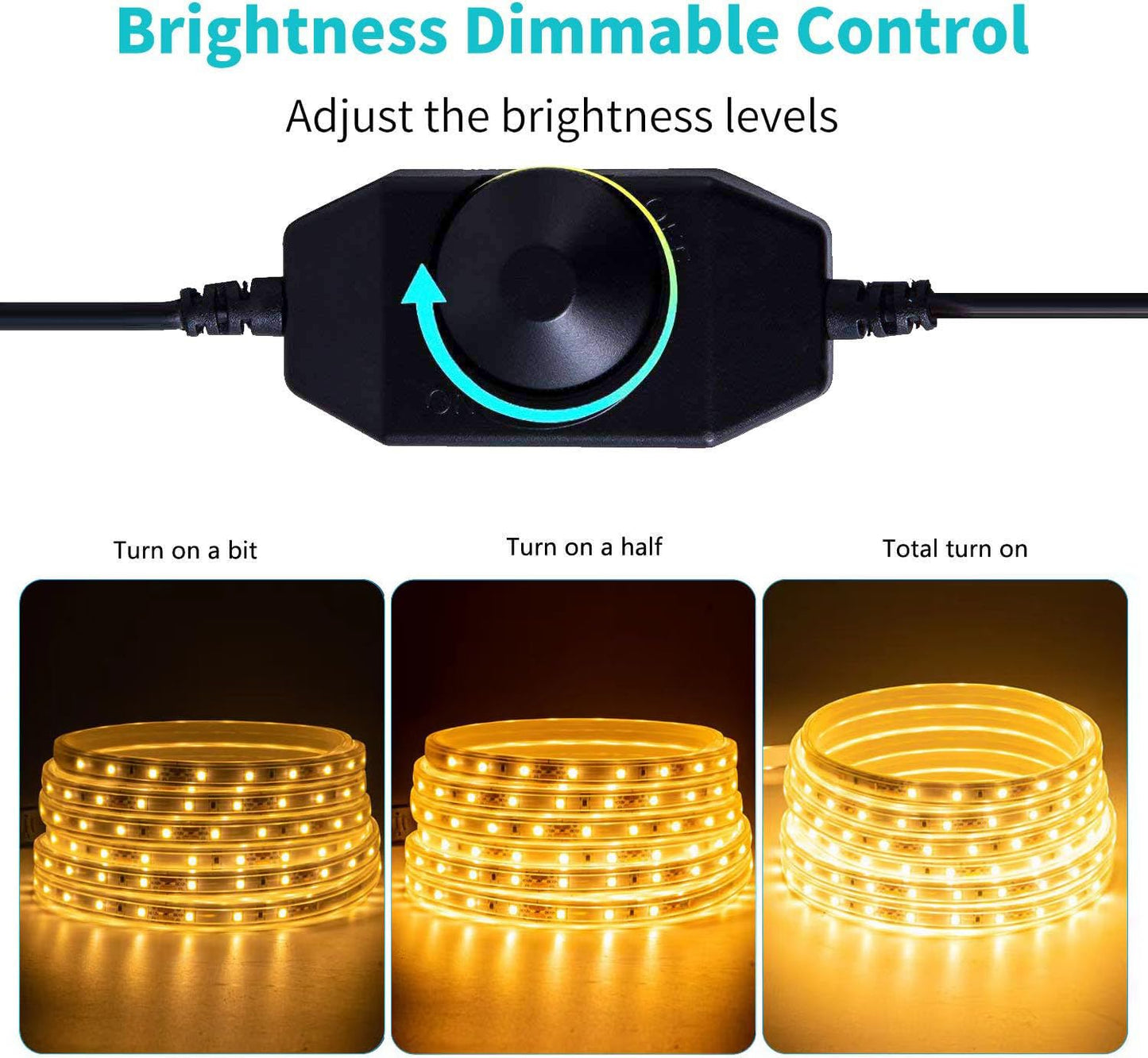 JUNWEN 20FT Warm White Rope Lights Outdoor, 12V IP65 Waterproof Led Rope Lights Indoor Cuttable, Flexible Led Strip Lights Cuttable Plug-in for Patio Deck Bedroom Kitchen Bedroom Christmas