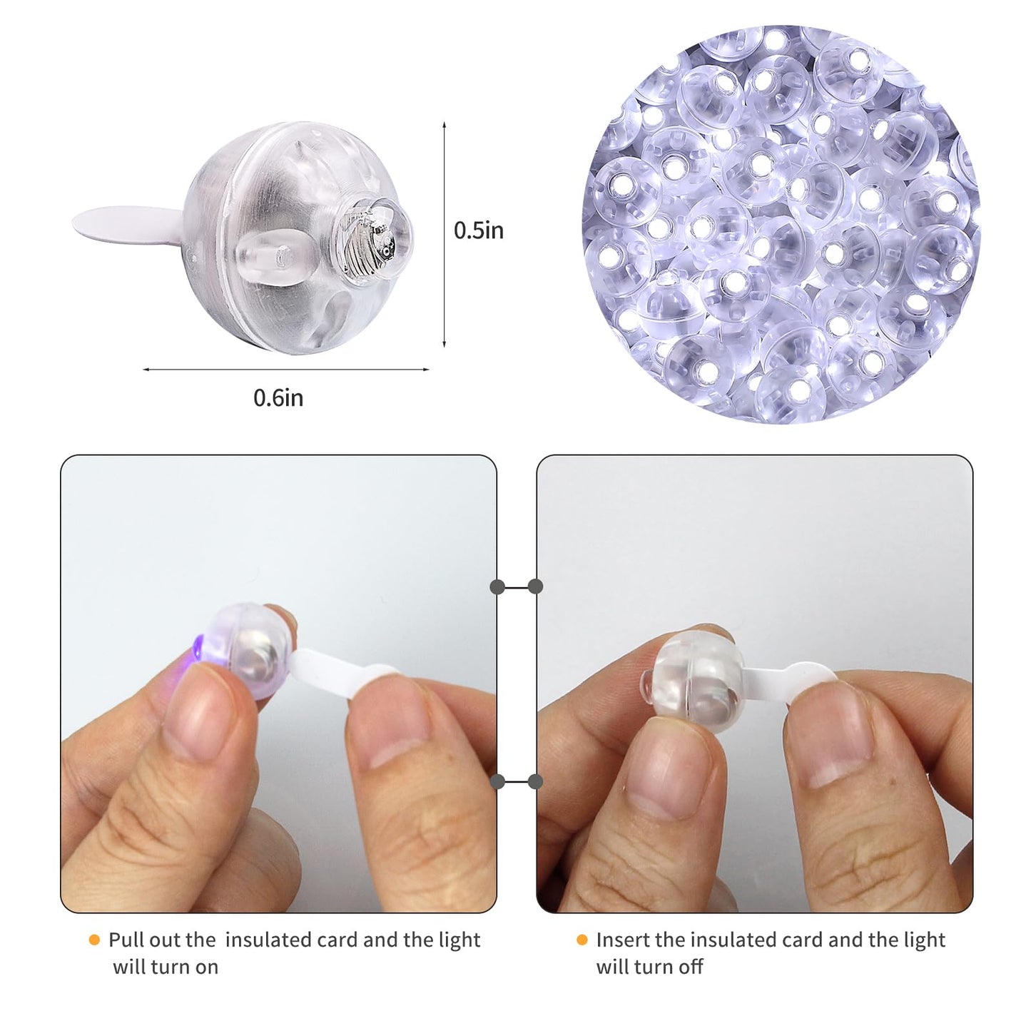 Aogist 100pcs White Balloon Lights,Long Standby Time Waterproof Mini Light,Battery Powered,Round LED Ball Lamp for Latex Balloon Paper Lantern Party Wedding Festival Christmas Halloween Decorative