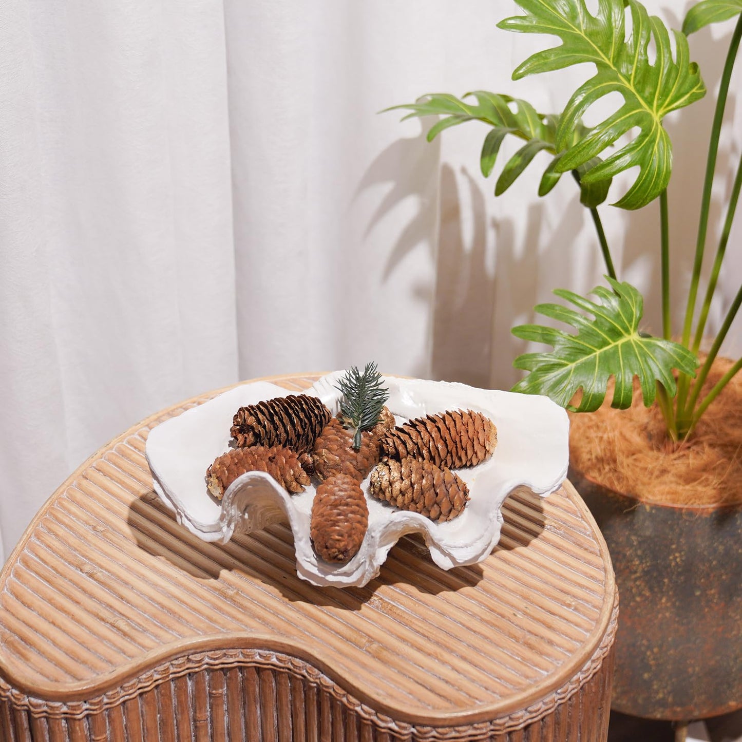 LC LCdecohome Decorative Bowl Entryway Table Decor - Resin Clam Shells Bowls Seashell Beach Console Table Home Decor Accents for Ocean Themed Living Room Coffee Table Decor 9 * 6 * 3.5 Inch