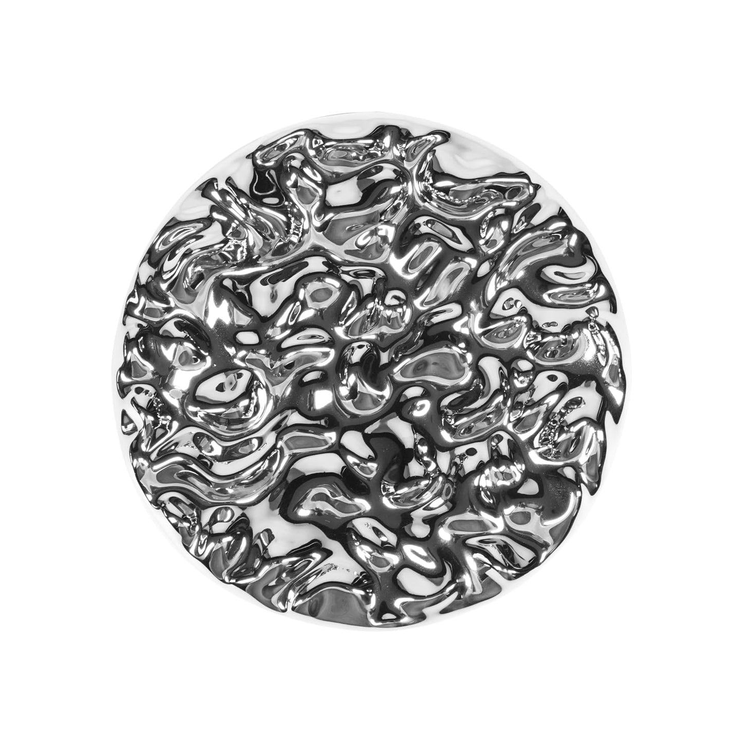 Ferrisland Jewelry Dish Tray, Ring Dish, Ceramic Trinket Tray, Key Bowl, Decorative Plate, for Friends Sisters Daughter Mother (Silver, Wave)