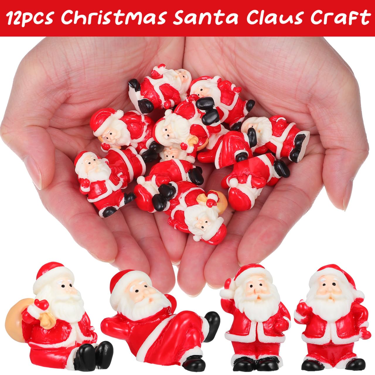 IMIKEYA 12pcs Christmas Santa Claus: Miniatures Santa Figurines Mini Christmas Figurines Landscape Decorations for Xmas Home Table Decor