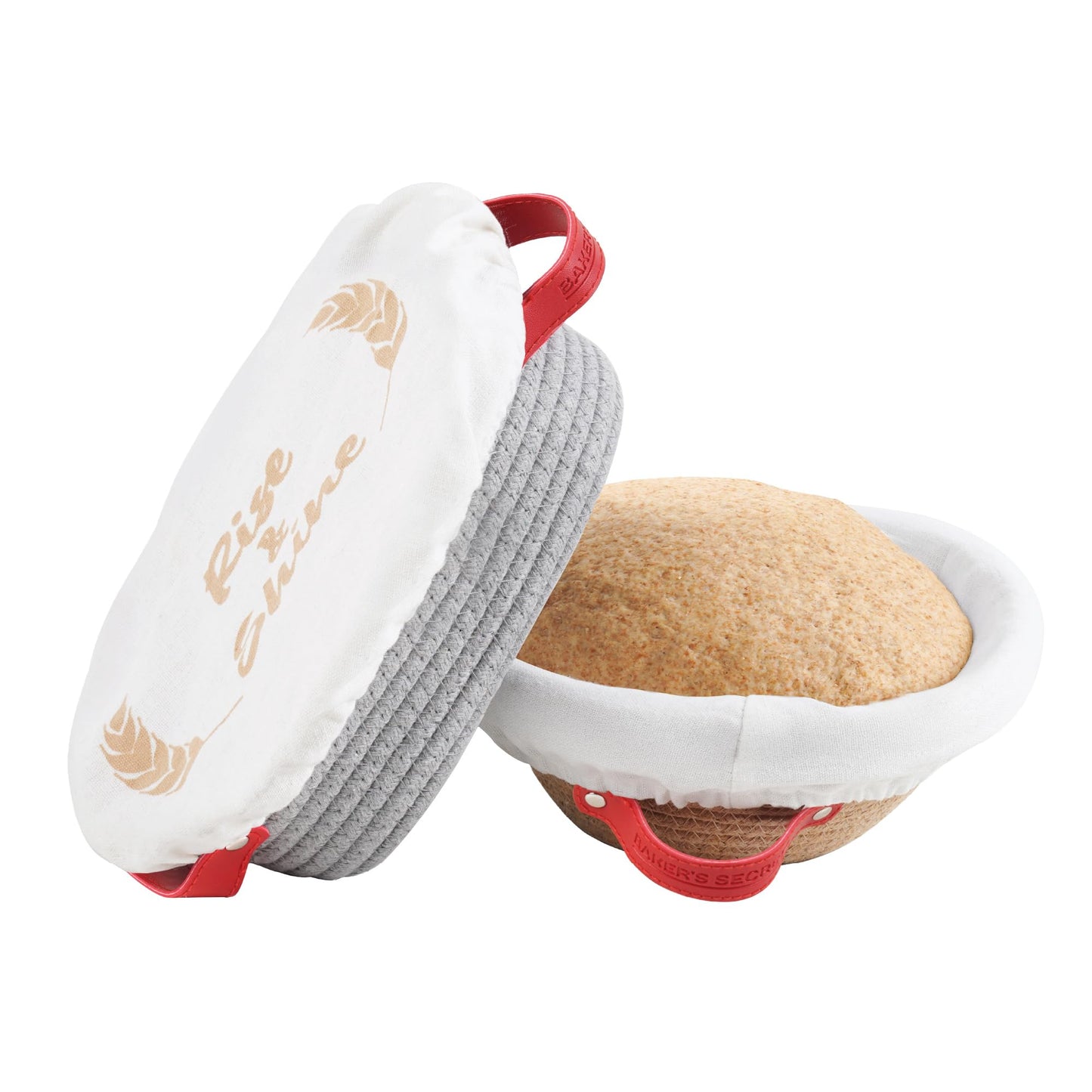 Baker's Secret Cotton Rope Banneton Bread Proofing Basket Set, Oval & Round Bread Baskets with Liners & Covers for Artisan Bread Baking, Sourdough Bread Baking Supplies