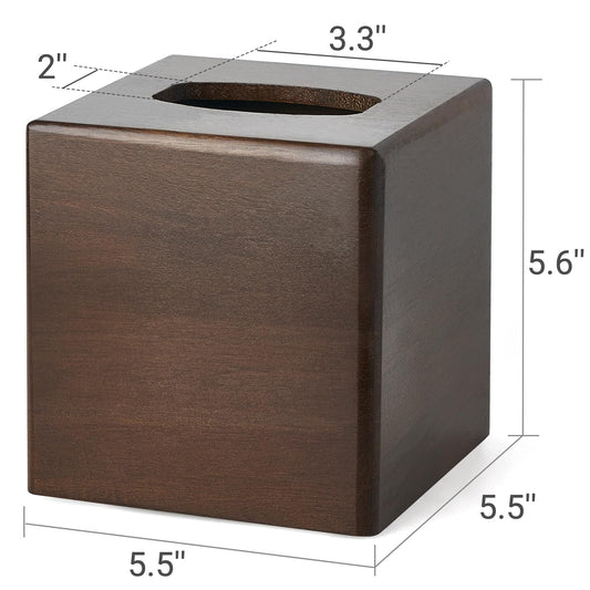 Mkono Tissue Box Cover Square Open-Bottom Wood Tissue Box Holder Decorative Facial Cube Organizer Modern Farmhouse Decor for Bathroom Bedroom Dresser Living Room Office Dorm, Dark Brown
