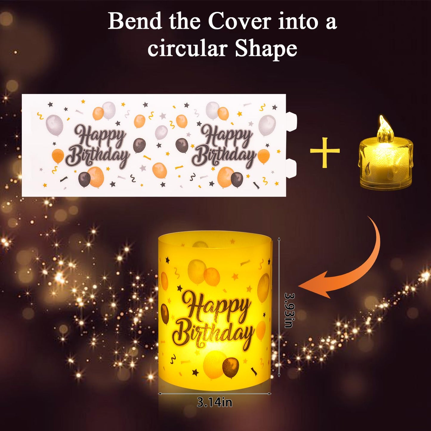 Happy Birthday Table Centerpiece Decorations, 8 Sets Birthday Centerpieces Lantern Boxes & LED Tea Lights, Flameless Votive Candle Holders for Birthday Party, Candle Shade Cover Sleeve for Home Office