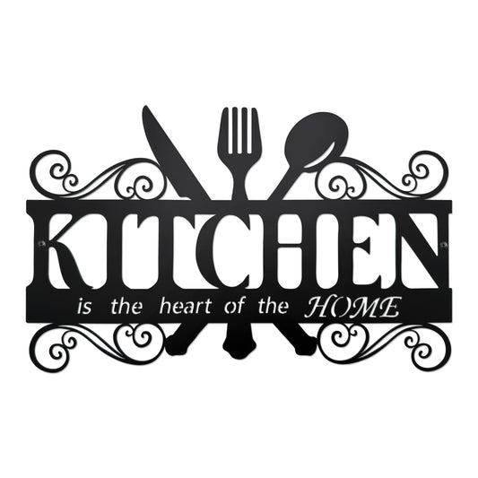 BiaGift Metal Kitchen Wall Decor,Kitchen Signs Decoraions For Wall,Rustic Kitchen Decor Sign,Country Farmhouse Decoration for Kitchen or Dining Room,13.8x8.8 Inches (Black),BiaGift1126-2